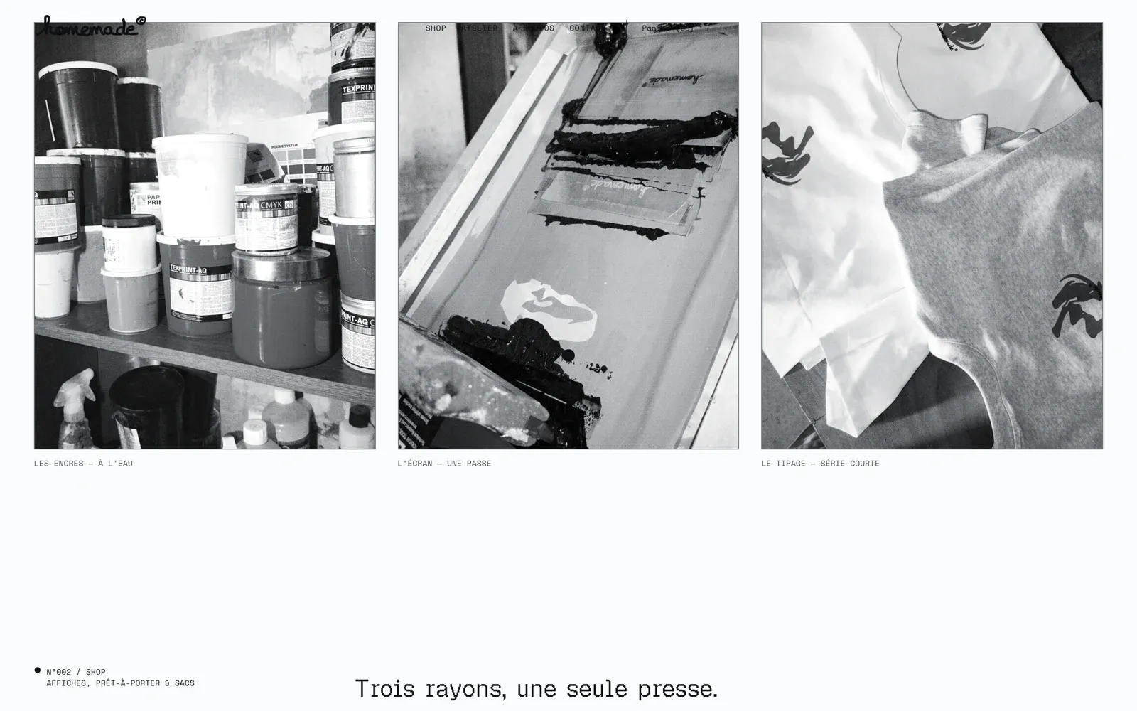 Page d'accueil du site homemade©